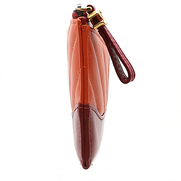 Portefeuille Chanel  Gabrielle  en cuir matelassé orange et cuir bordeaux - Detail D5