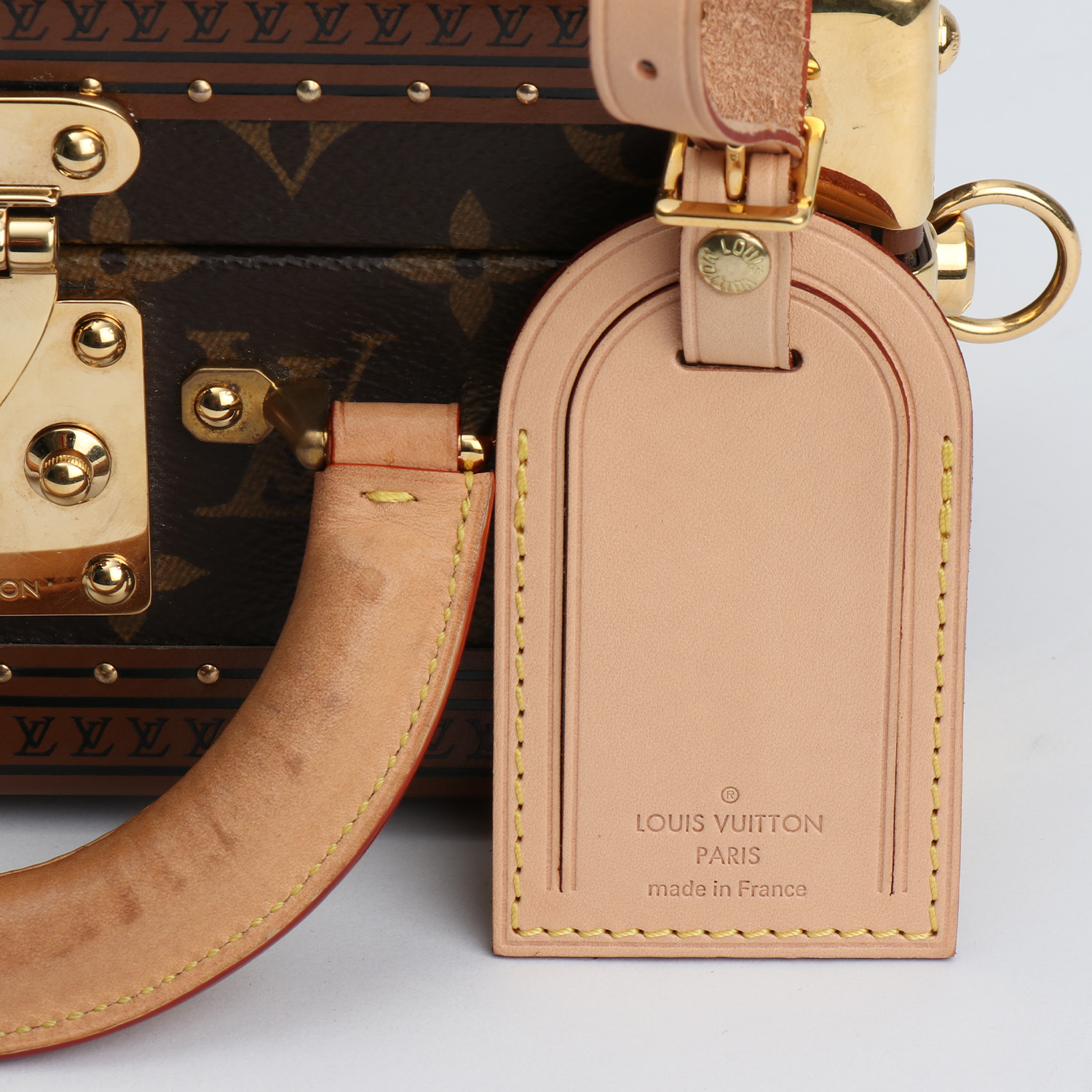 Louis Vuitton Valisette Tresor trunk in brown monogram canvas and natural leather - Detail D3