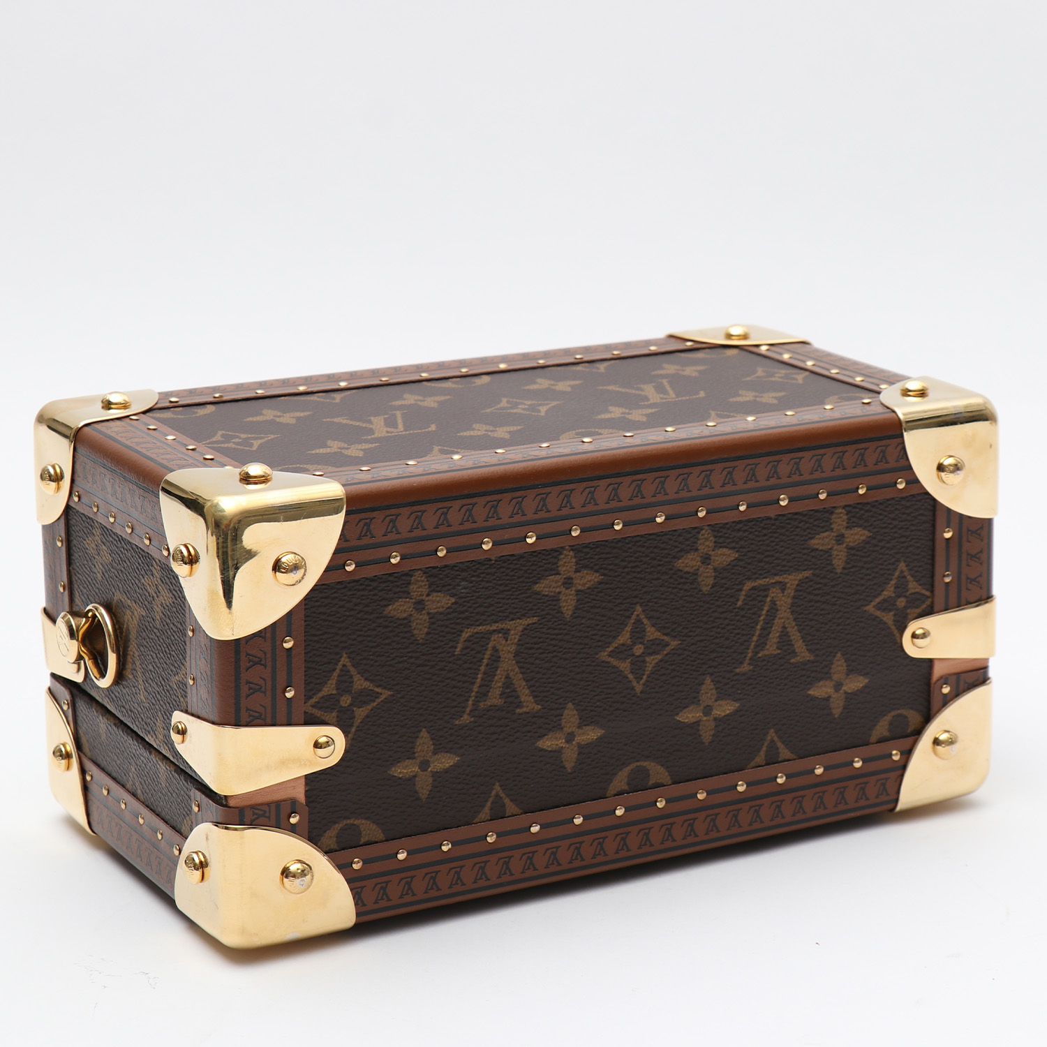 Louis Vuitton Valisette Tresor trunk in brown monogram canvas and natural leather - Detail D4