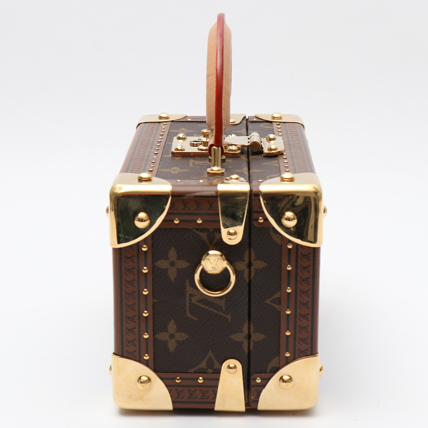 Louis Vuitton Valisette Tresor trunk in brown monogram canvas and natural leather - Detail D5