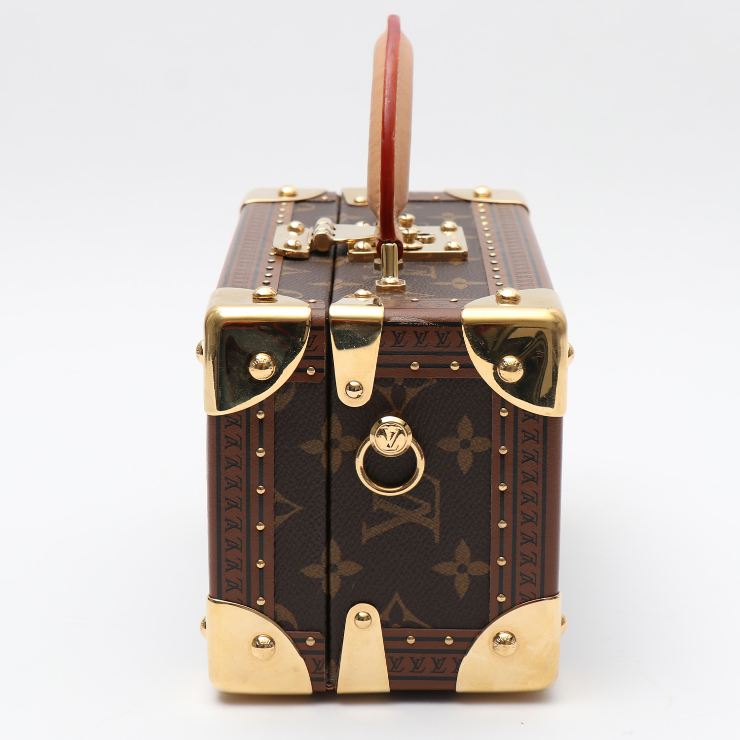 Louis Vuitton Valisette Tresor trunk in brown monogram canvas and natural leather - Detail D6