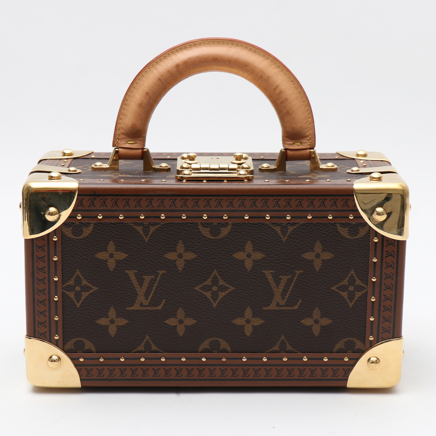 Louis Vuitton Valisette Tresor trunk in brown monogram canvas and natural leather - Detail D7
