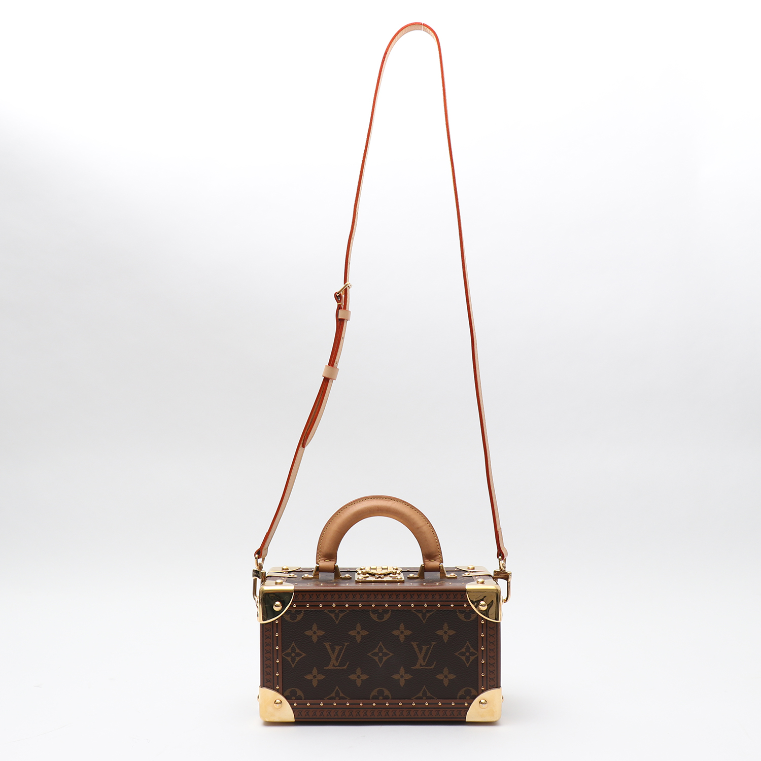 Louis Vuitton Valisette Tresor trunk in brown monogram canvas and natural leather - Detail D8