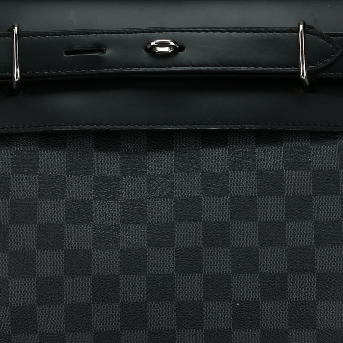 Bolso de fin de semana Louis Vuitton  Steamer Bag en lona a cuadros y cuero negro - Detail D1