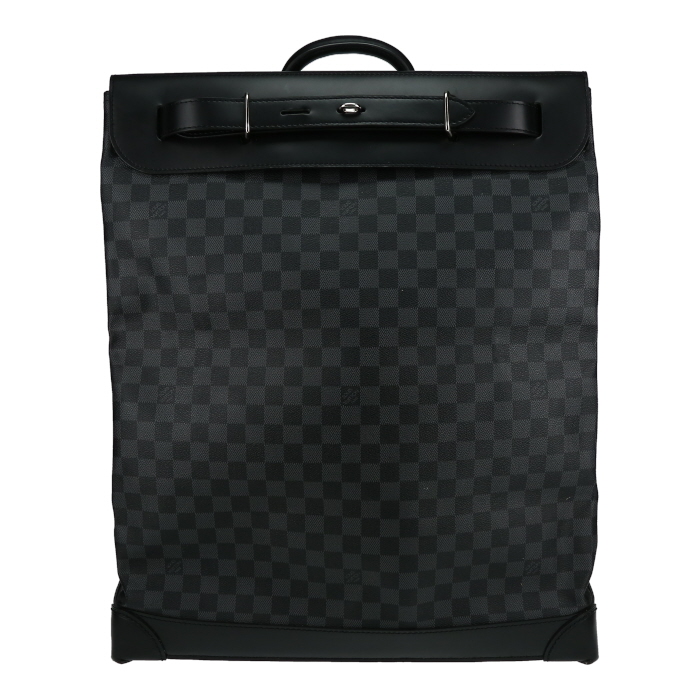 Borsa weekend Louis Vuitton  Steamer Bag in tela a scacchi e pelle nera - Detail D2