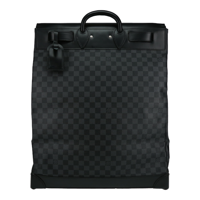 Borsa weekend Louis Vuitton  Steamer Bag in tela a scacchi e pelle nera - Detail D7