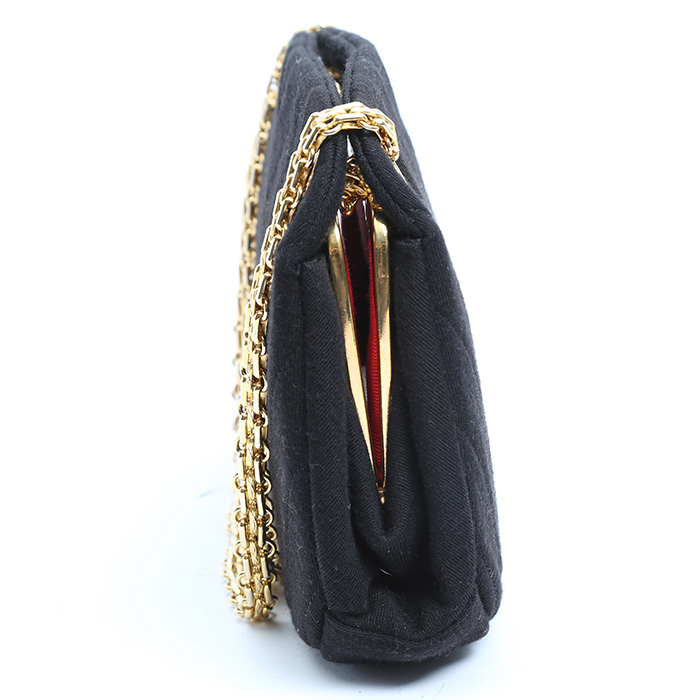 Borsa Chanel  Vintage in jersey trapuntato nero - Detail D5