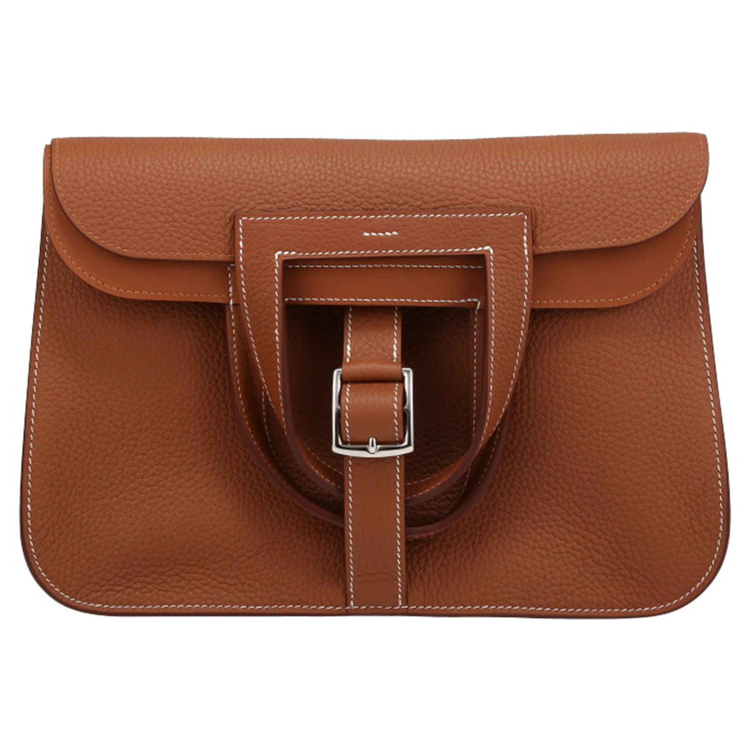 Hermès Halzan shoulder bag in gold togo leather - Detail D2