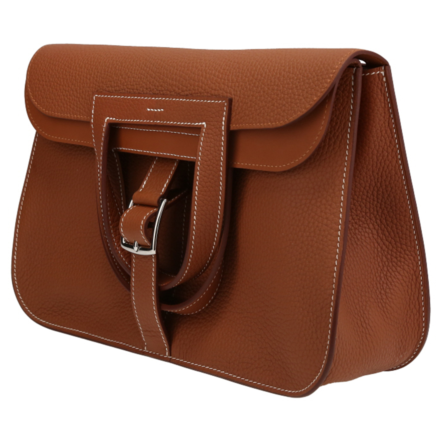 Hermès Halzan shoulder bag in gold togo leather - Detail D3