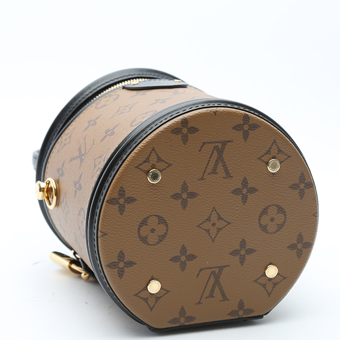 Louis Vuitton Cannes handbag in brown monogram canvas and black leather - Detail D4