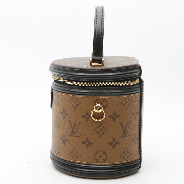Louis Vuitton Cannes handbag in brown monogram canvas and black leather - Detail D5