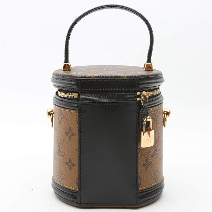 Louis Vuitton Cannes handbag in brown monogram canvas and black leather - Detail D6