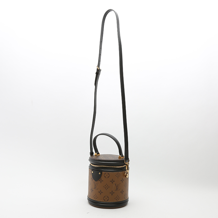 Bolso de mano Louis Vuitton  Cannes en lona Monogram marrón y cuero negro - Detail D7