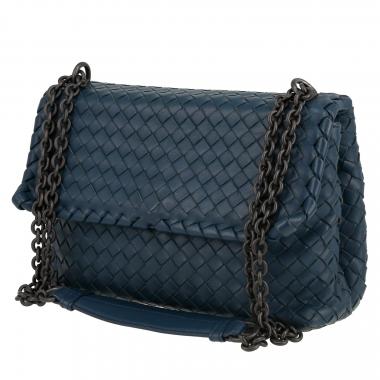 Bolso de mano Bottega Veneta  Olimpia en cuero trenzado azul
