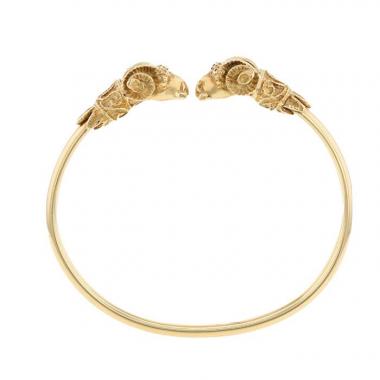 Bracelet Vintage Rigide En émail Blanc Avec Relief Doré A20 - Occasion, Style Rétro