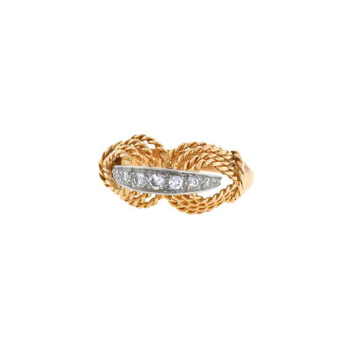 Sortija época años 50 Vintage  de platino, oro amarillo y diamantes