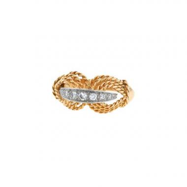 Anello  Vintage  in platino, oro giallo e diamanti