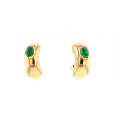 Chaumet Anneau earrings for non pierced ears in yellow gold and emerald