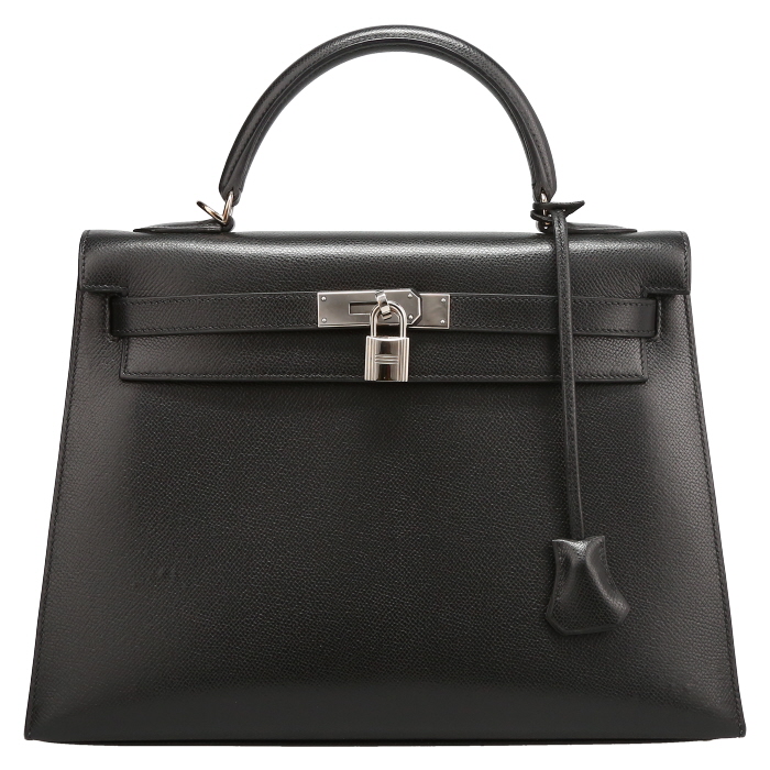 Sac à main Hermès  Kelly 32 cm en cuir epsom noir - Detail D2