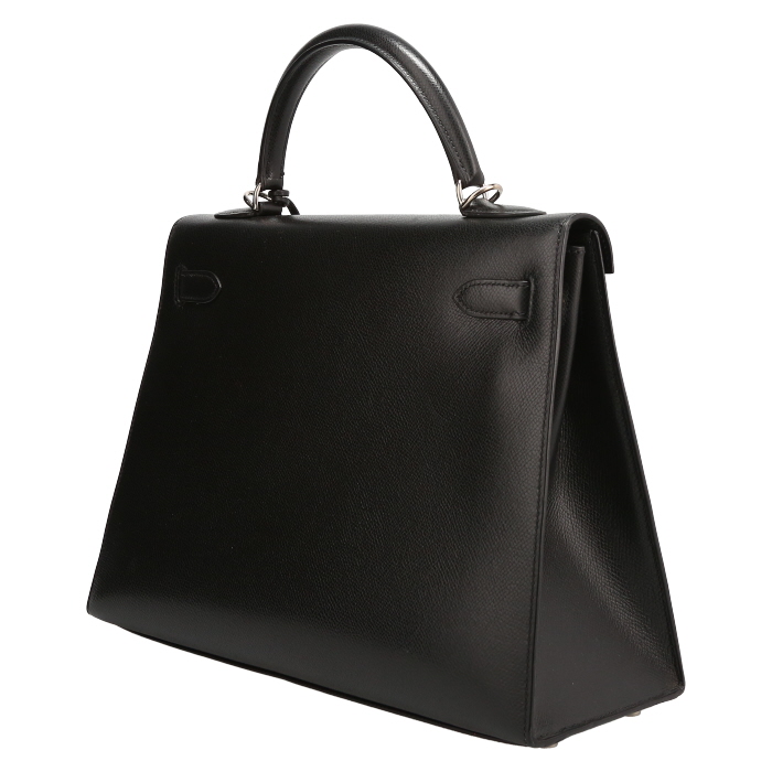 Bolso de mano Hermès  Kelly 32 cm en cuero epsom negro - Detail D5