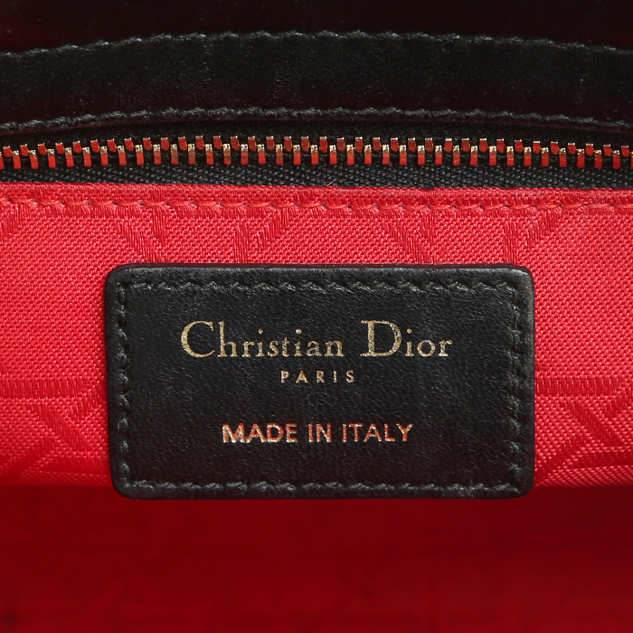 Dior  Lady Dior small model  handbag  in black leather cannage - Detail D7