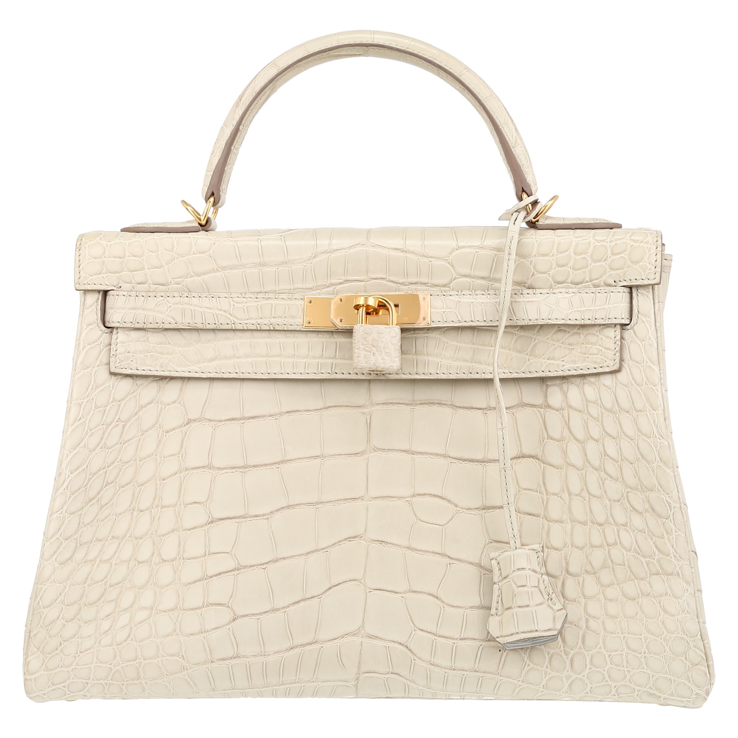 Hermès  Kelly 32 cm handbag  in Gris-Béton alligator - Detail D2