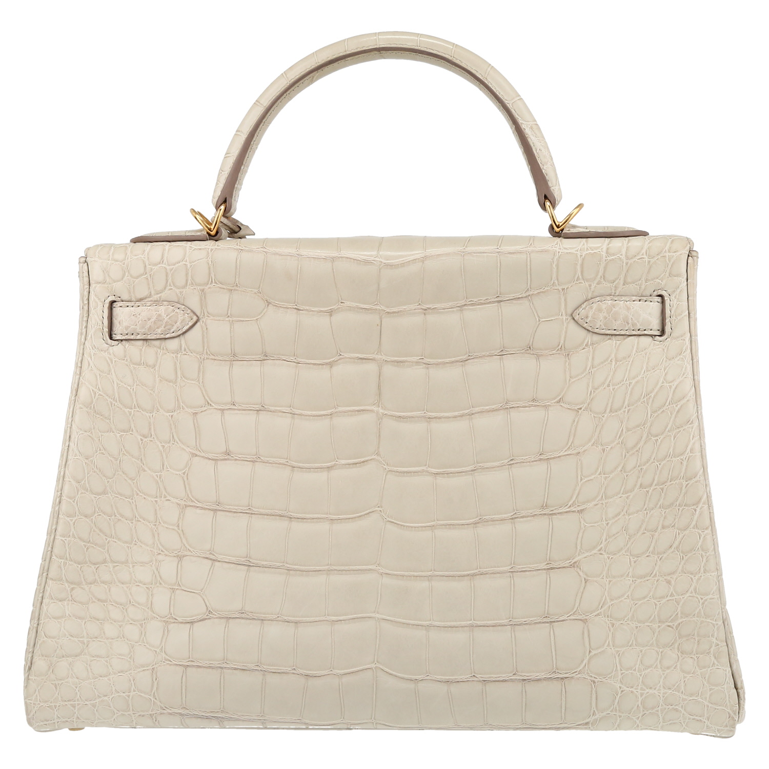 Bolso de mano Hermès  Kelly 32 cm en aligátor Gris-Béton - Detail D7