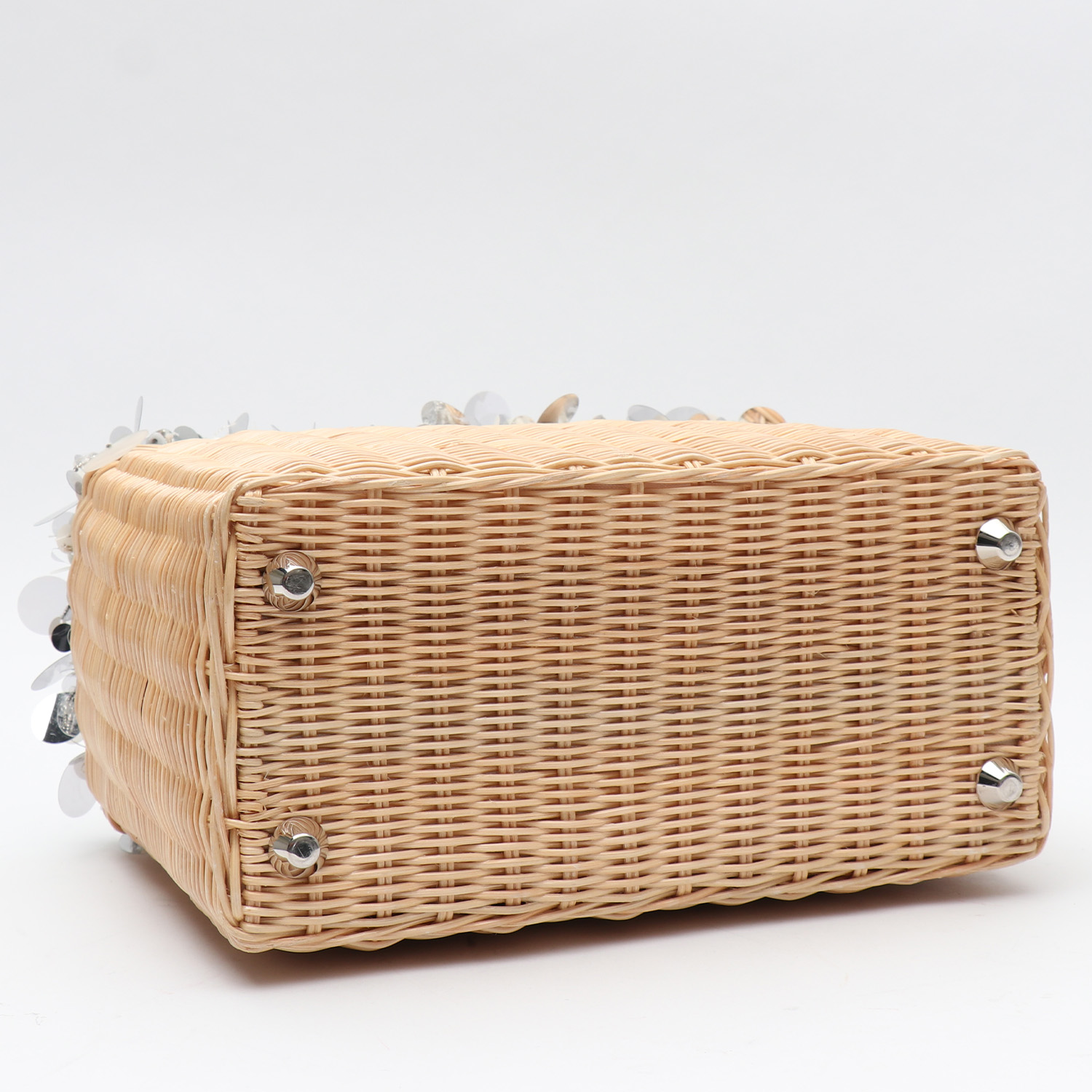 Bolso Cabás Prada   en mimbre y lona beige - Detail D4