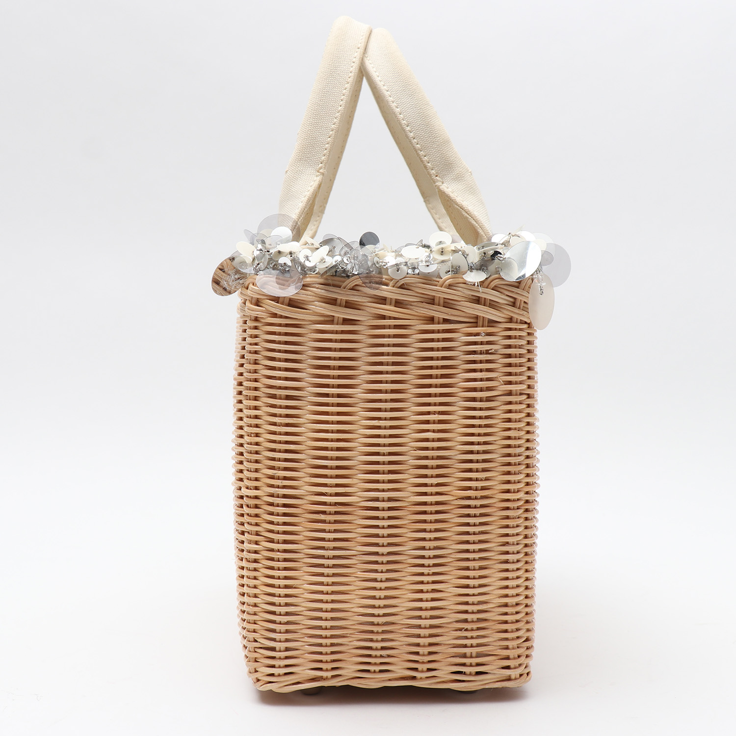 Bolso Cabás Prada   en mimbre y lona beige - Detail D6