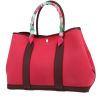 Shopping bag Hermès  Garden in tela rosa e pelle bordeaux - 00pp thumbnail