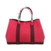 Shopping bag Hermès  Garden in tela rosa e pelle bordeaux - 360 thumbnail