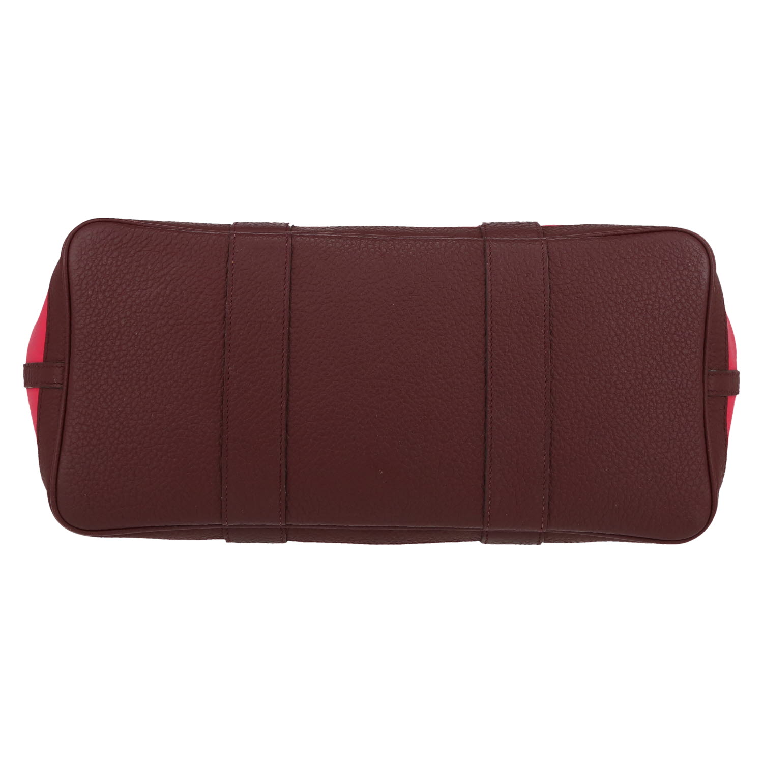 Sac cabas Hermès  Garden Party 36 cm en toile rose et cuir bordeaux - Detail D1