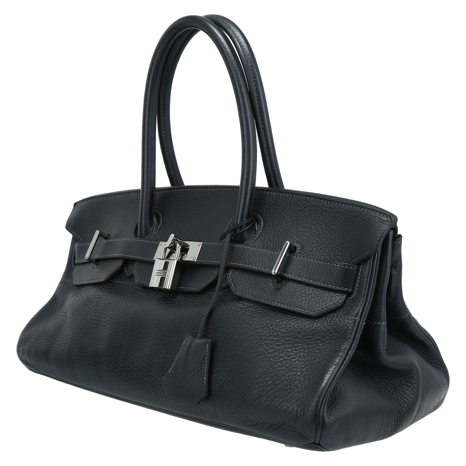 Hermès  Birkin Shoulder bag worn on the shoulder or carried in the hand  in navy blue leather taurillon clémence - Detail D3