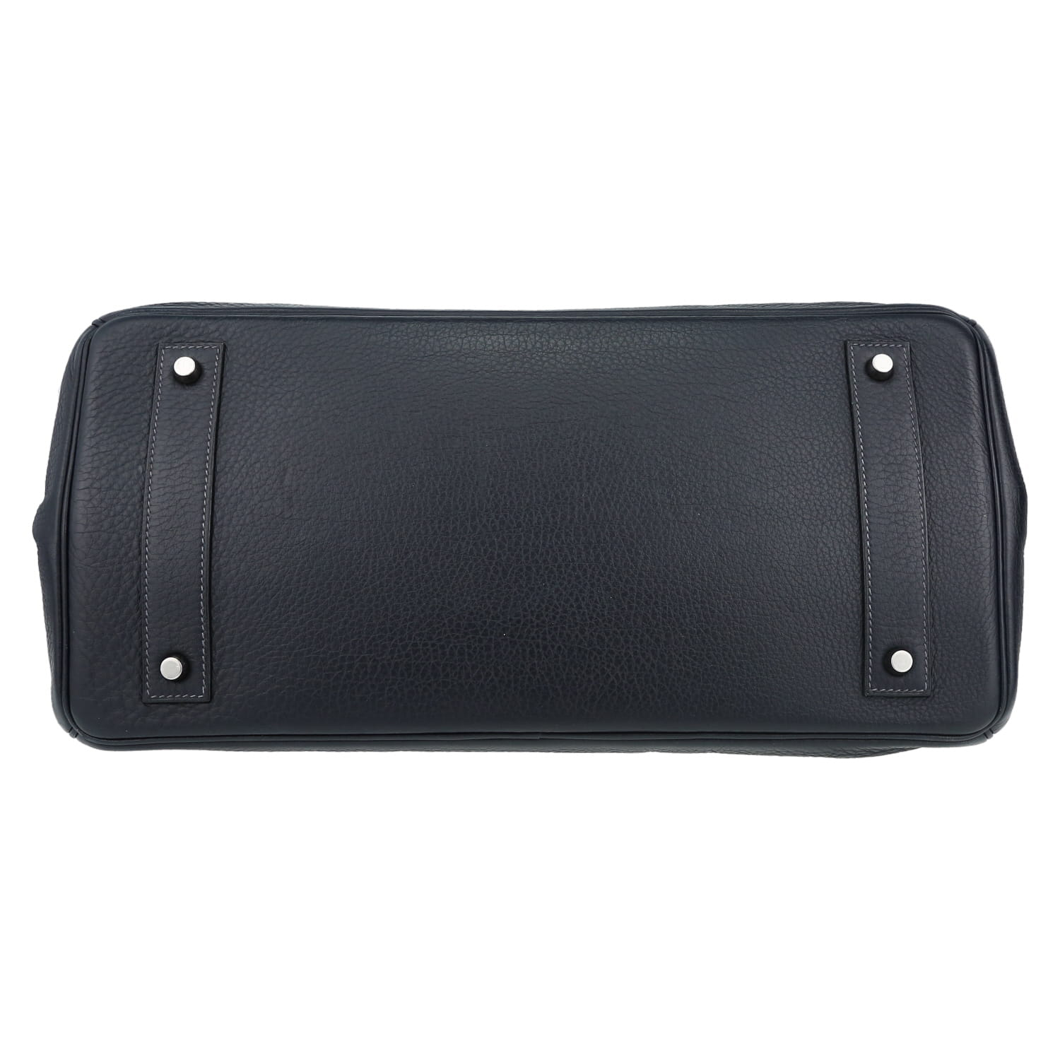 Hermès  Birkin Shoulder bag worn on the shoulder or carried in the hand  in navy blue leather taurillon clémence - Detail D4