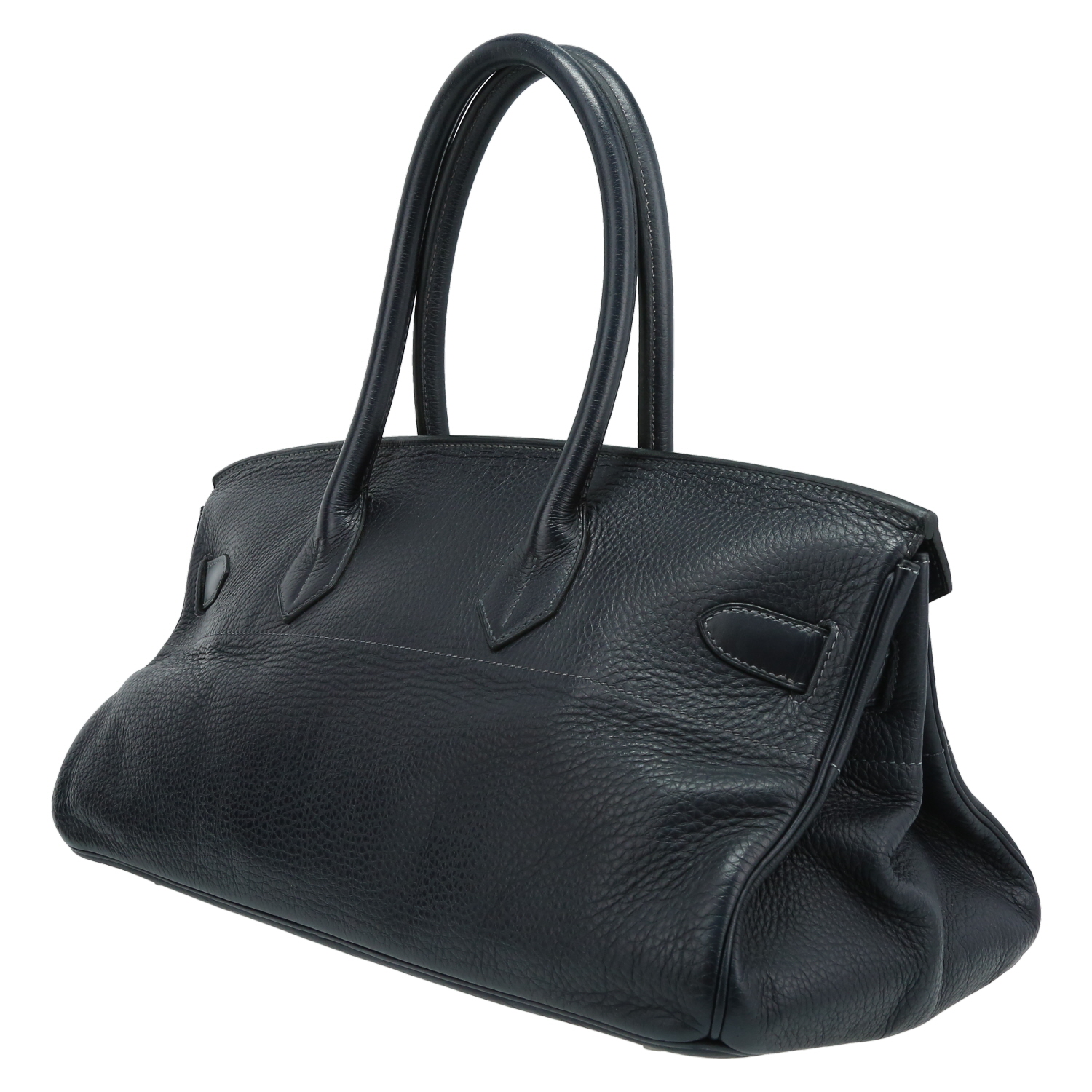 Hermès  Birkin Shoulder bag worn on the shoulder or carried in the hand  in navy blue leather taurillon clémence - Detail D5