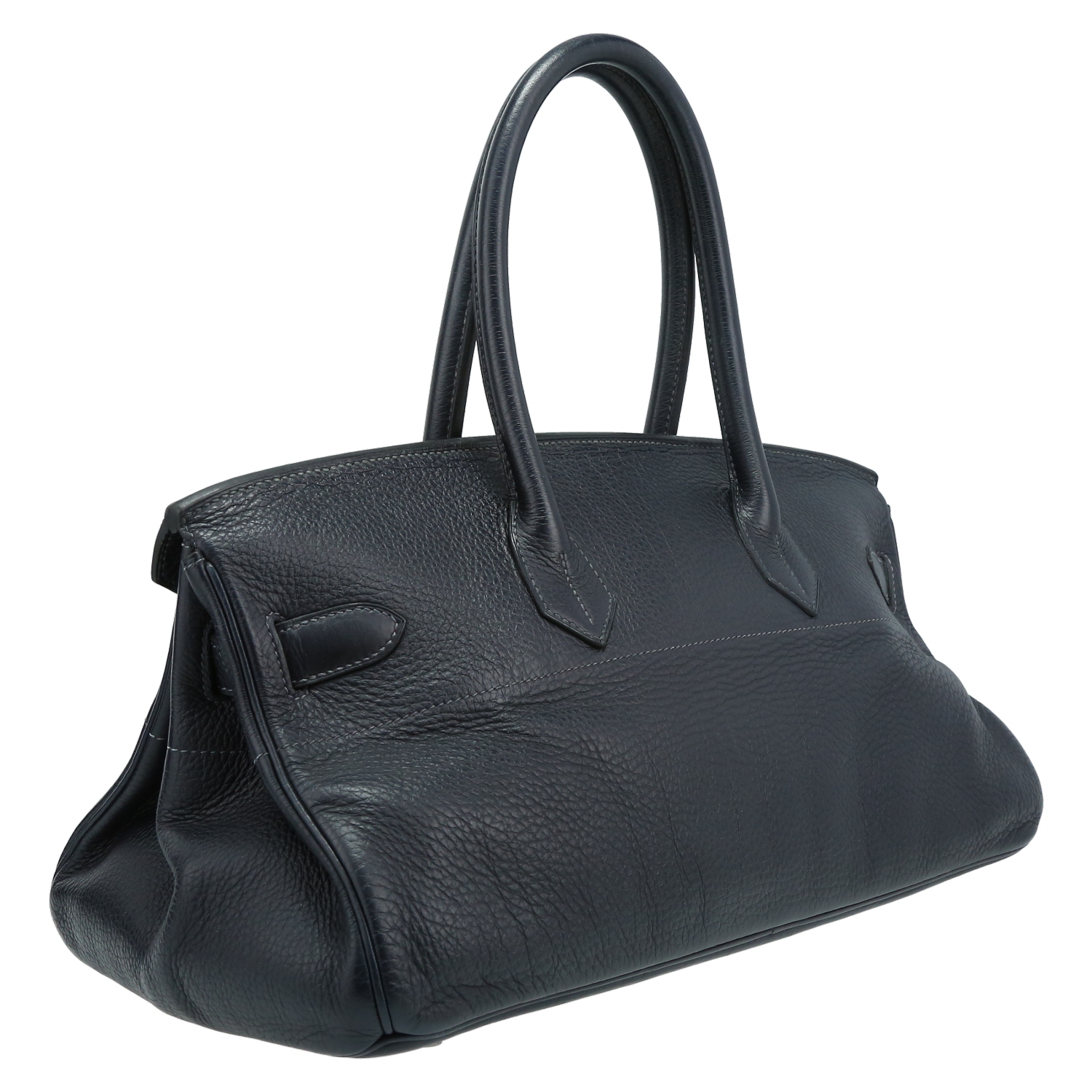 Borsa da spalla o a mano Hermès  Birkin Shoulder in pelle taurillon clemence blu marino - Detail D6