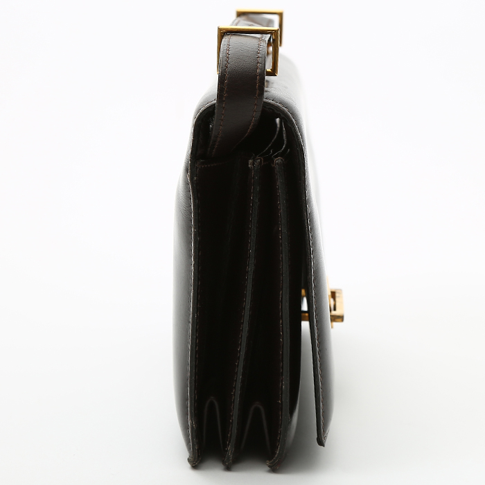 Bolso de mano Hermès  Vintage en cuero box marrón - Detail D6