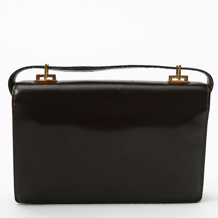 Sac à main Hermès  Vintage en cuir box marron - Detail D7