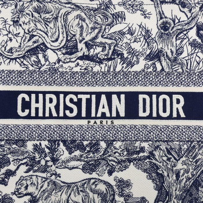 Dior  Book Tote shopping bag  in blue and white monogram canvas Oblique - Detail D1