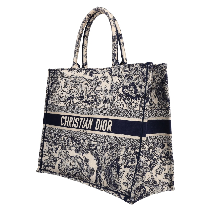 Dior  Book Tote shopping bag  in blue and white monogram canvas Oblique - Detail D3