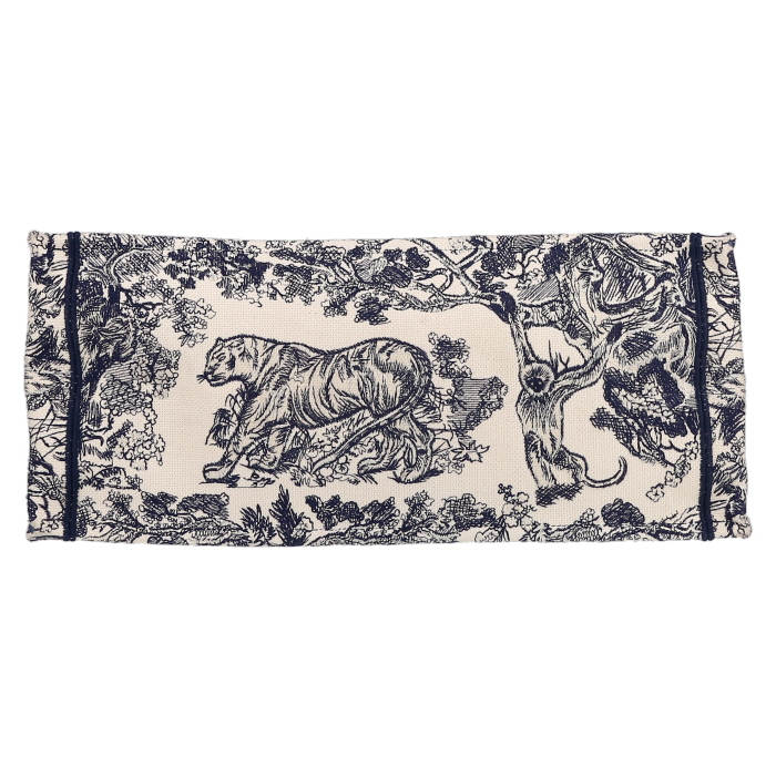 Sac cabas Dior  Book Tote en toile monogram Oblique bleue et blanche - Detail D4