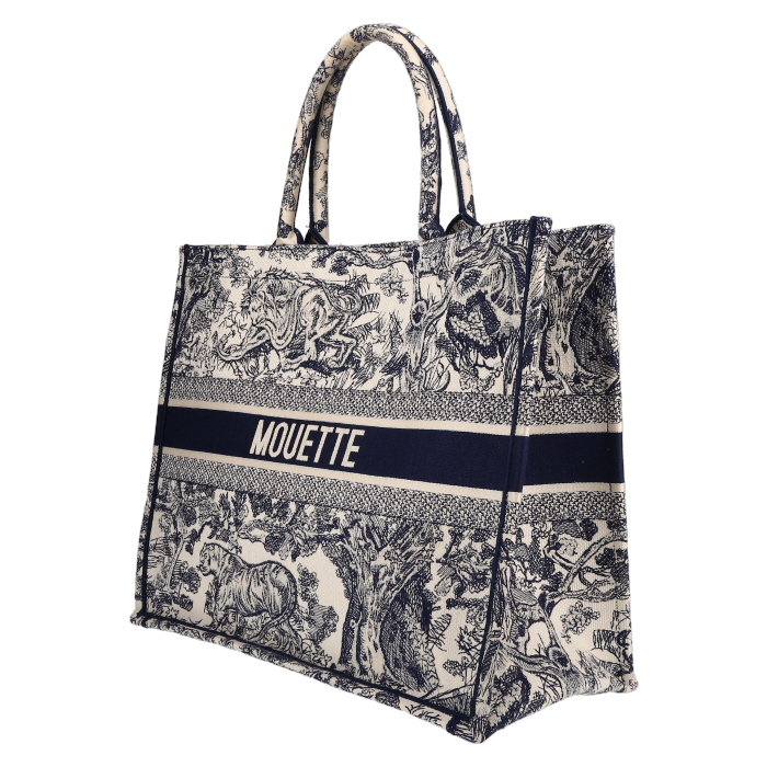 Bolso Cabás Dior  Book Tote en lona Monogram Oblique azul y blanca - Detail D5