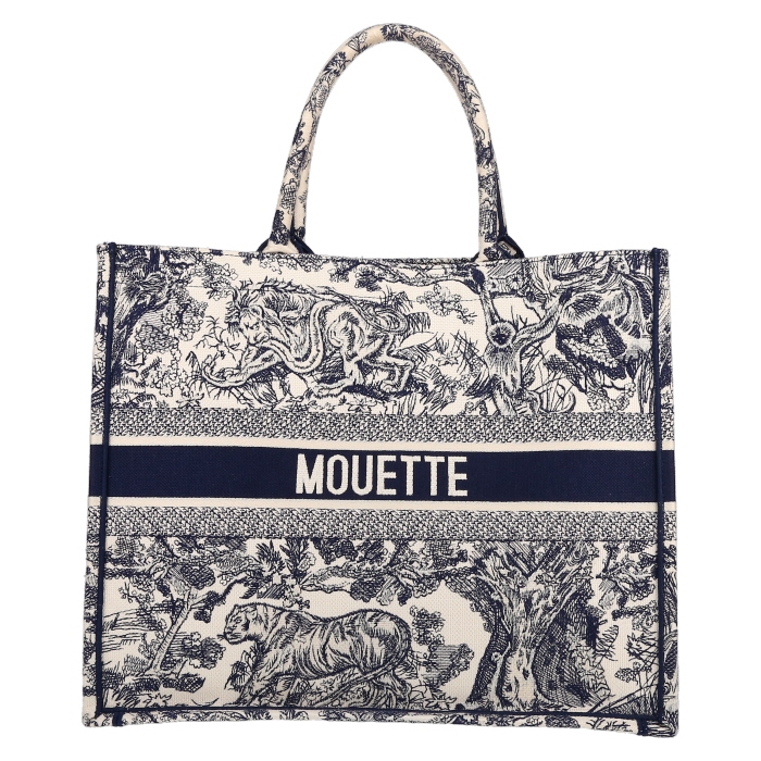 Dior  Book Tote shopping bag  in blue and white monogram canvas Oblique - Detail D7