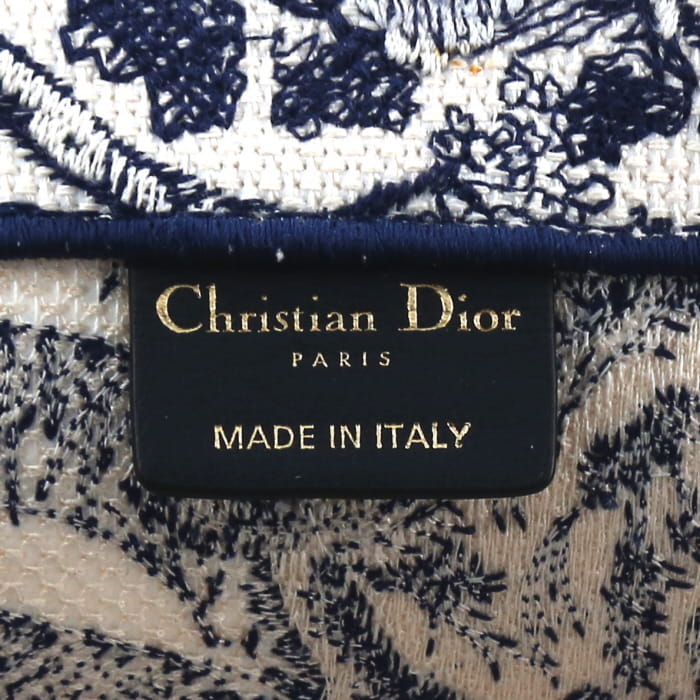Bolso Cabás Dior  Book Tote en lona Monogram Oblique azul y blanca - Detail D9