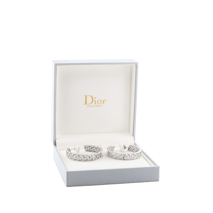 Open Dior My Dior hoop earrings in white gold and diamonds - Detail D2