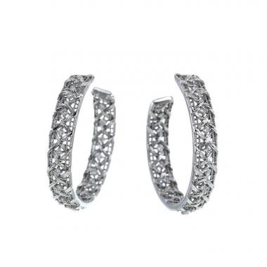 Orecchini a cerchio aperti Dior My Dior in oro bianco e diamanti