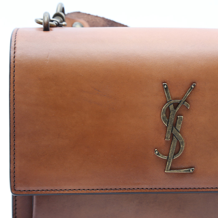 Saint Laurent  Sunset shoulder bag  in brown leather - Detail D1