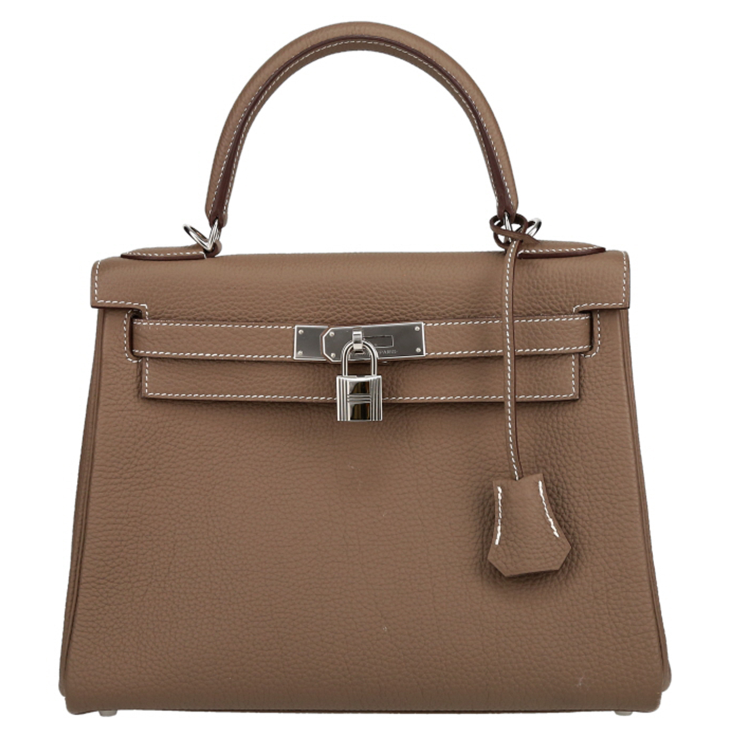 Hermès  Kelly 28 cm handbag  in etoupe togo leather - Detail D2