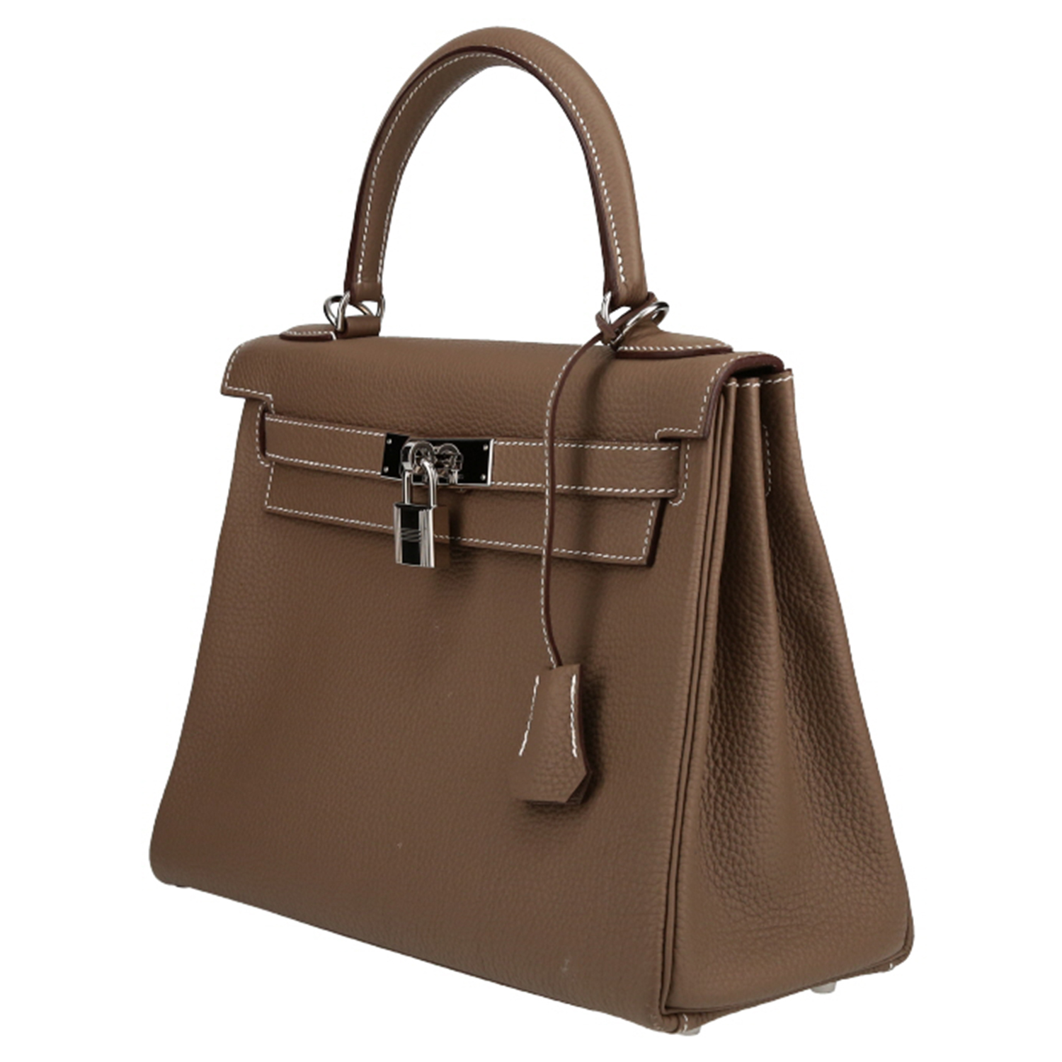 Hermès  Kelly 28 cm handbag  in etoupe togo leather - Detail D3