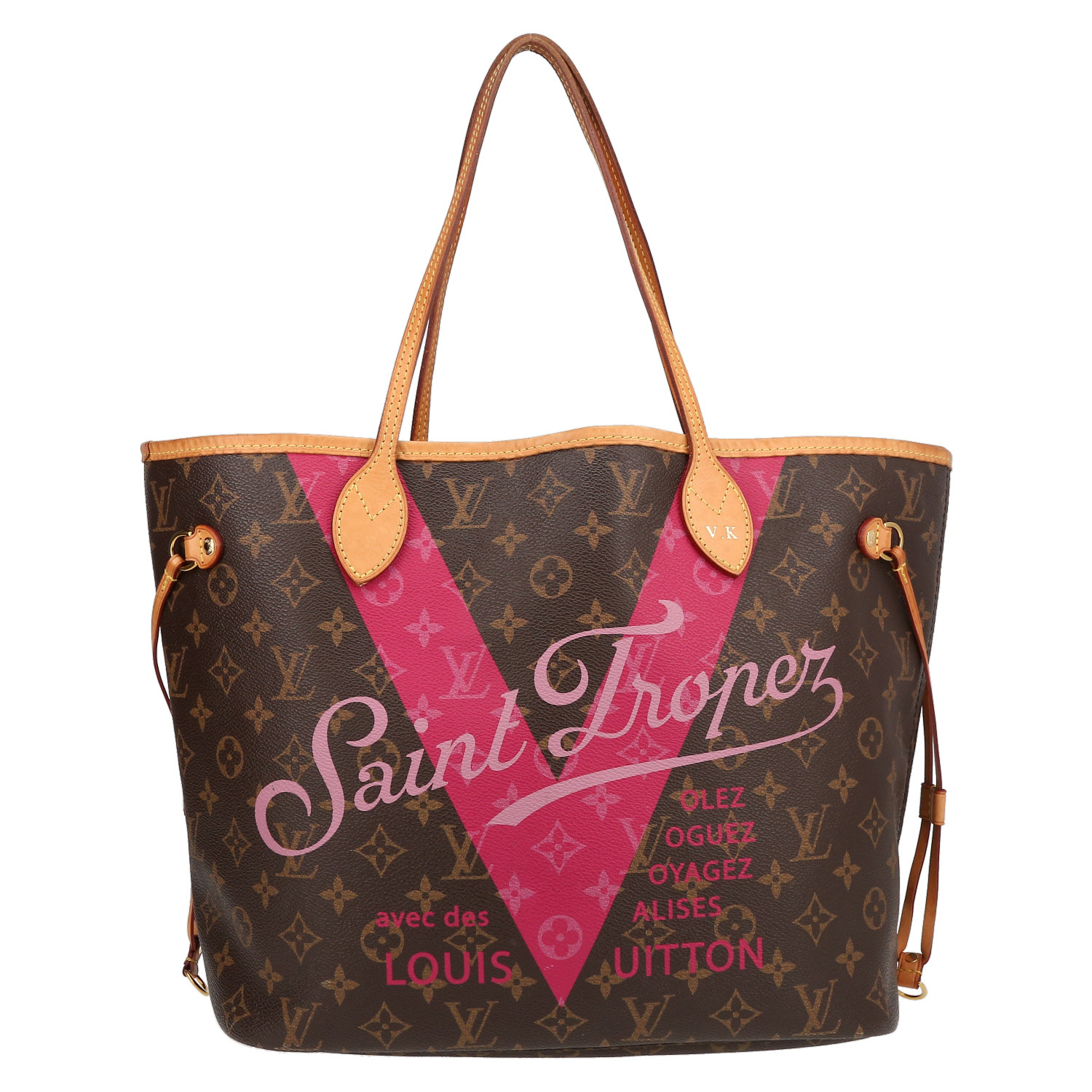 Shopping bag Louis Vuitton  Neverfull Editions Limitées modello medio  in tela monogram e pelle naturale - Detail D2